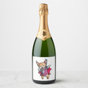Étiquettes Pour Bouteilles De Vin Mousseux Dabbing Vampire Corgi Cute Halloween Corgi Funny