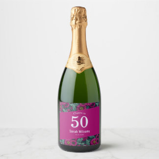 Étiquettes Pour Bouteilles De Vin Mousseux Daisy Coloré 70e Anniversaire Pour Maman Violet