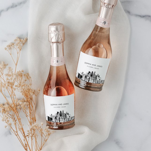 Étiquettes Pour Bouteilles De Vin Mousseux Dallas Skyline Mini (Créateur téléchargé)