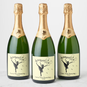 Étiquettes Pour Bouteilles De Vin Mousseux Danse Extraordinaire Ballerina avec musique Jaune