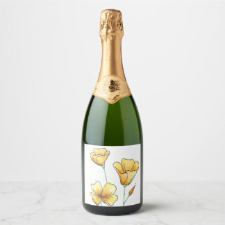 Étiquettes Pour Bouteilles De Vin Mousseux De magnifiques coquelicots aquarelle de Californie