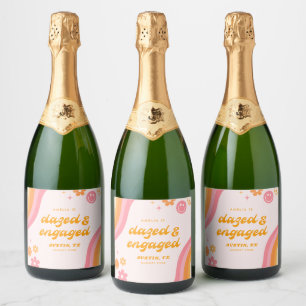 Étiquettes Pour Bouteilles De Vin Mousseux Déboussolés & Fiancés Rose & Orange