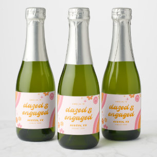 Étiquettes Pour Bouteilles De Vin Mousseux Déboussolés & Fiancés Rose & Orange