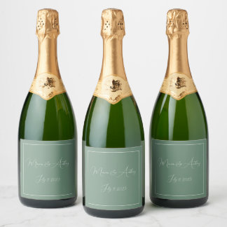 Étiquettes Pour Bouteilles De Vin Mousseux Décontracté Sage Vert Simple Script Minimaliste Ma