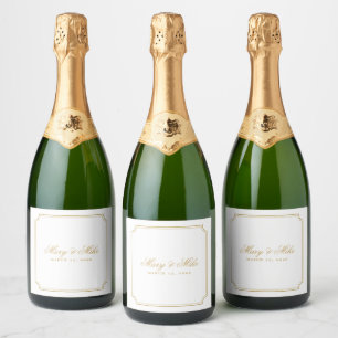 Étiquettes Pour Bouteilles De Vin Mousseux Décoration de mariage classique en or carré
