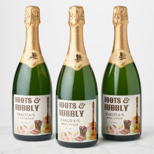 Étiquettes Pour Bouteilles De Vin Mousseux Déjeuner de cowgirl de rodéo western avec bottes e