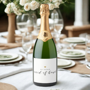 Étiquettes Pour Bouteilles De Vin Mousseux Demande de témoin de mariage Moderne Cœur en Or