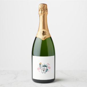 Étiquettes Pour Bouteilles De Vin Mousseux Dental Squad 4 juillet Dentist Funny American