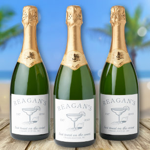 Étiquettes Pour Bouteilles De Vin Mousseux "Dernier toast on the Coast" Beach Bachelorette Pa
