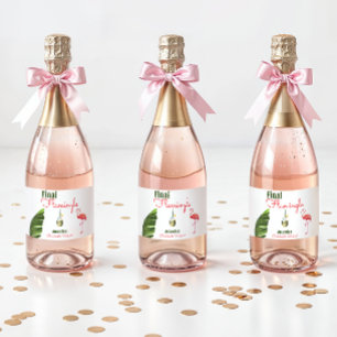 Étiquettes Pour Bouteilles De Vin Mousseux Dernière Flamingle de Fête de Bachelorette à Palm