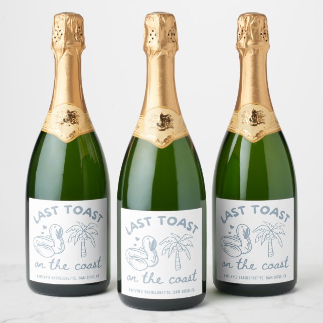Étiquettes Pour Bouteilles De Vin Mousseux Dernière Toast sur la Côte Champagne pour Enterrem (Bouteilles)