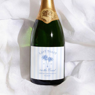 Étiquettes Pour Bouteilles De Vin Mousseux Dernière Toast Sur La Côte Rayures Bleues Enterrem