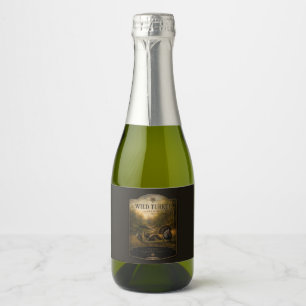 Étiquettes Pour Bouteilles De Vin Mousseux Dindons sauvages dans la forêt automnale
