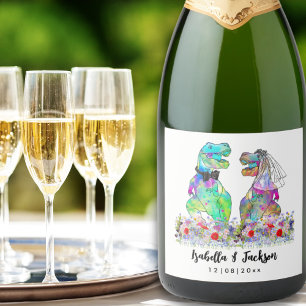 Étiquettes Pour Bouteilles De Vin Mousseux Dinosaur Thème Mariage