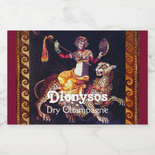 Étiquettes Pour Bouteilles De Vin Mousseux DIONYSOS AVEC LA SPEAR ÉQUITATION LEOPARD Grecque
