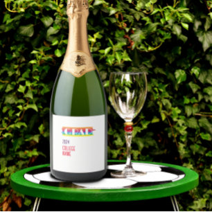 Étiquettes Pour Bouteilles De Vin Mousseux Diplômé arc-en-ciel minimaliste simple