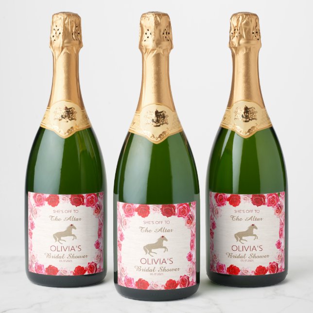 Étiquettes Pour Bouteilles De Vin Mousseux Direction l'autel Roses rouges Baby Shower pour fu (Bouteilles)