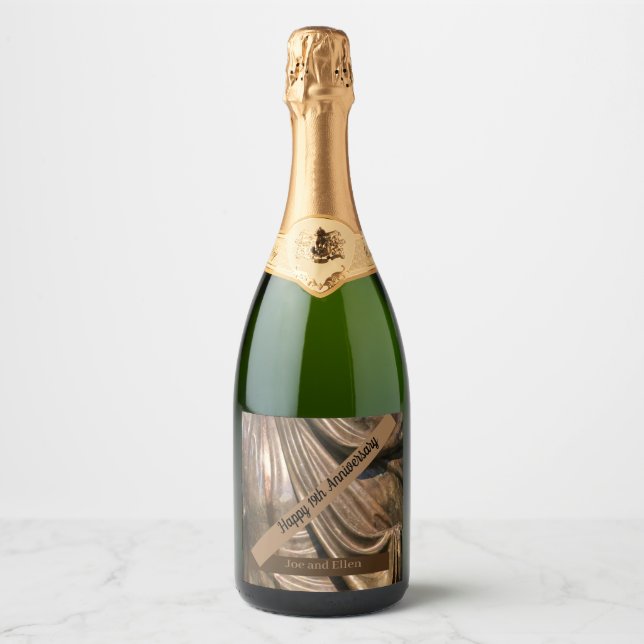 Étiquettes Pour Bouteilles De Vin Mousseux Dix-neuvième anniversaire du Mariage bronze (Devant)