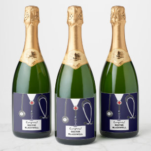 Étiquettes Pour Bouteilles De Vin Mousseux Docteur Graduation École Médicale Grad