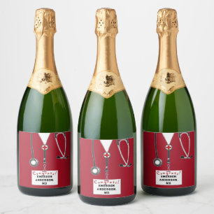 Étiquettes Pour Bouteilles De Vin Mousseux Docteur Graduation École Médicale Sparkling Vin La