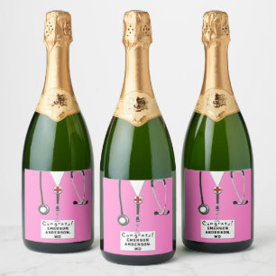 Étiquettes Pour Bouteilles De Vin Mousseux Docteur Graduation École Médicale Sparkling Vin La