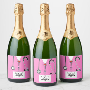 Étiquettes Pour Bouteilles De Vin Mousseux Docteur Graduation École Médicale Sparkling Vin La