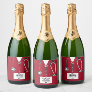 Étiquettes Pour Bouteilles De Vin Mousseux Docteur Graduation École Médicale Sparkling Vin La