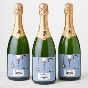 Étiquettes Pour Bouteilles De Vin Mousseux Docteur Graduation École Médicale Sparkling Vin La