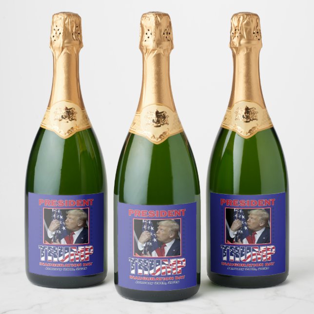 Étiquettes Pour Bouteilles De Vin Mousseux Donald Trump Inauguration 2025 (Bouteilles)