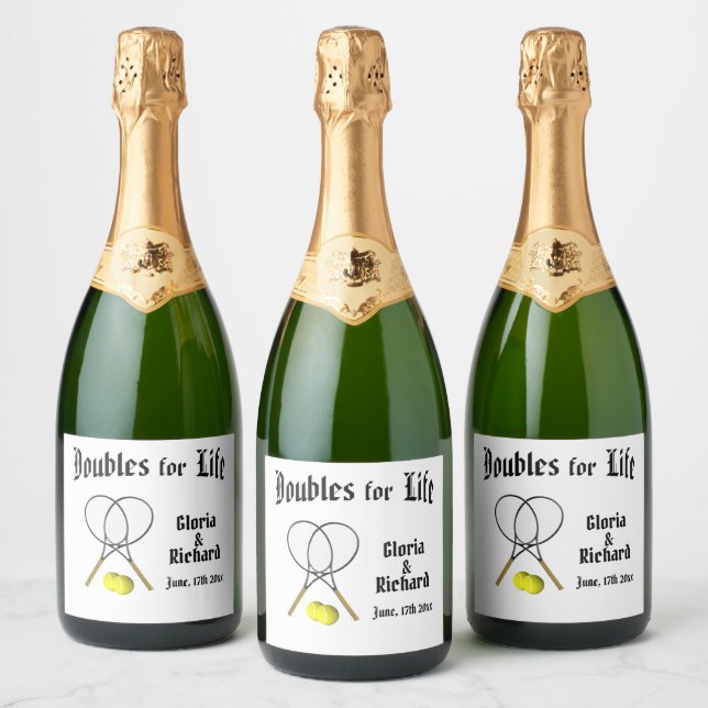 Étiquettes Pour Bouteilles De Vin Mousseux Doubles pour Mariage de Life Tennis (Bouteilles)