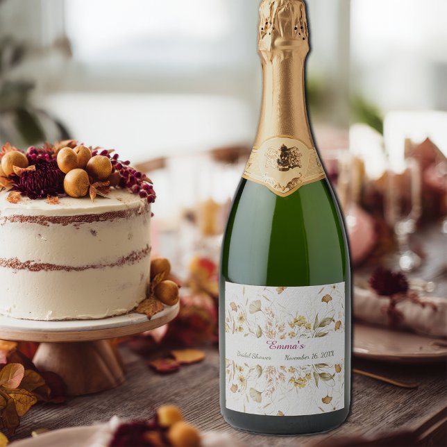 Étiquettes Pour Bouteilles De Vin Mousseux Douce Baby Shower Botanique Personnalisé (Créateur téléchargé)