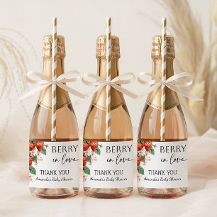 Étiquettes Pour Bouteilles De Vin Mousseux Douce Baie en Amour Fraise Mariage Mini