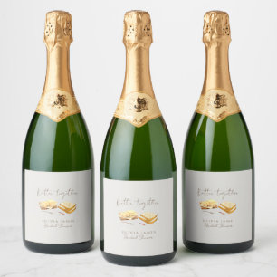 Étiquettes Pour Bouteilles De Vin Mousseux Douce et élégante douche de mariée au pain et au b