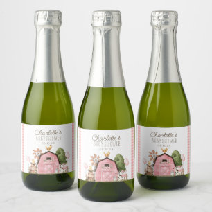 Étiquettes Pour Bouteilles De Vin Mousseux Douce Fête de Naissance Animaux de Ferme Aquarelle