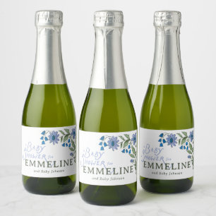 Étiquettes Pour Bouteilles De Vin Mousseux Douce Fête Florale pour la Naissance de Bébé