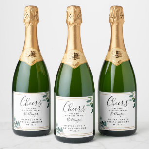 Étiquettes Pour Bouteilles De Vin Mousseux Douceur d'eucalyptus pour la douche de la mariée 