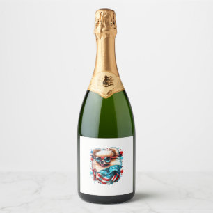 Étiquettes Pour Bouteilles De Vin Mousseux Drapeau américain 4 juillet Chien patriotique de P