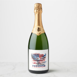 Étiquettes Pour Bouteilles De Vin Mousseux Drapeau et aigle des Etats-Unis.Liberté.