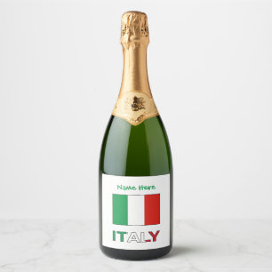 Étiquettes Pour Bouteilles De Vin Mousseux Drapeau Italien Moderne Tricolore Nom Ici Italien
