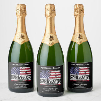 Étiquettes Pour Bouteilles De Vin Mousseux Drapeau Rétro 250 Ans d'Amérique Anniversaire 250è