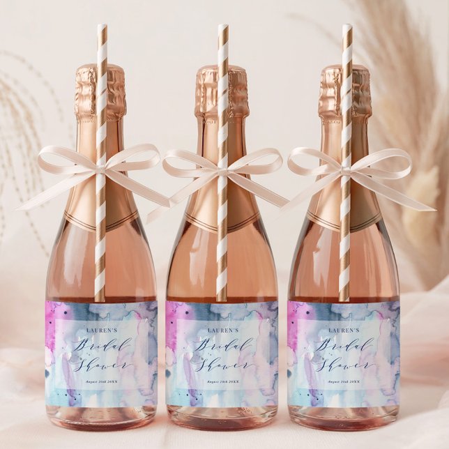 Étiquettes Pour Bouteilles De Vin Mousseux Dreamy Spring Bridal Shower Mini Wine Labels (Créateur téléchargé)