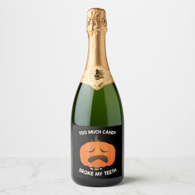 Étiquettes Pour Bouteilles De Vin Mousseux Drôle Citrouille Halloween Candy cadeau (Devant)