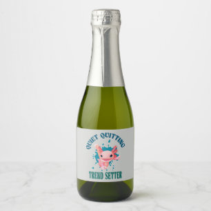 Étiquettes Pour Bouteilles De Vin Mousseux Drôle de Axolotl Rose Paramètre de Tendance d'Aban