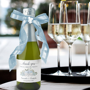 Étiquettes Pour Bouteilles De Vin Mousseux Dusty Blue Boho Floral Mariage Mini