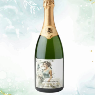 Étiquettes Pour Bouteilles De Vin Mousseux Dusty Blue Eucalyptus Greeney Mariage