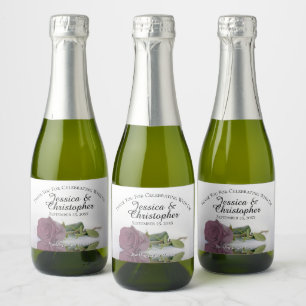 Étiquettes Pour Bouteilles De Vin Mousseux Dusty Mauve Rose Classy Mariage Merci Mini