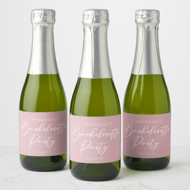 Étiquettes Pour Bouteilles De Vin Mousseux Dusty Rose Pink Bachelorette Party Custom Mini (Bouteilles)