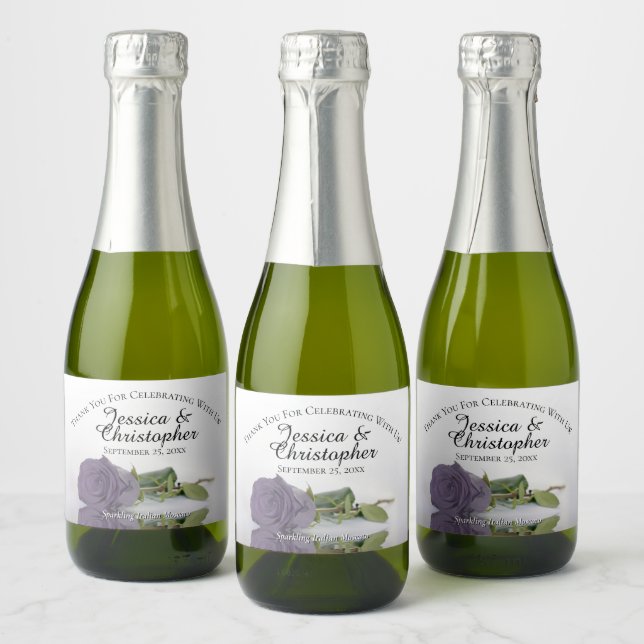 Étiquettes Pour Bouteilles De Vin Mousseux Dusty violet Rose Classé Mariage Merci Mini (Bouteilles)