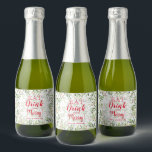 Étiquettes Pour Bouteilles De Vin Mousseux Eat Drink and Be Merry Christmas Mini<br><div class="desc">Make your own mini sparkling wine bottle labels for holiday toxits or favors with these personalized labels featuring modern, elegant holly and berries with Eat, Drink and Be Merry in chic red lettering. All text, fonts and font colors can be modifiée, just click the customize further" link and use our...</div>