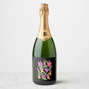Étiquettes Pour Bouteilles De Vin Mousseux Éffrayant Halloween fantômes Éffrayant Halloween k